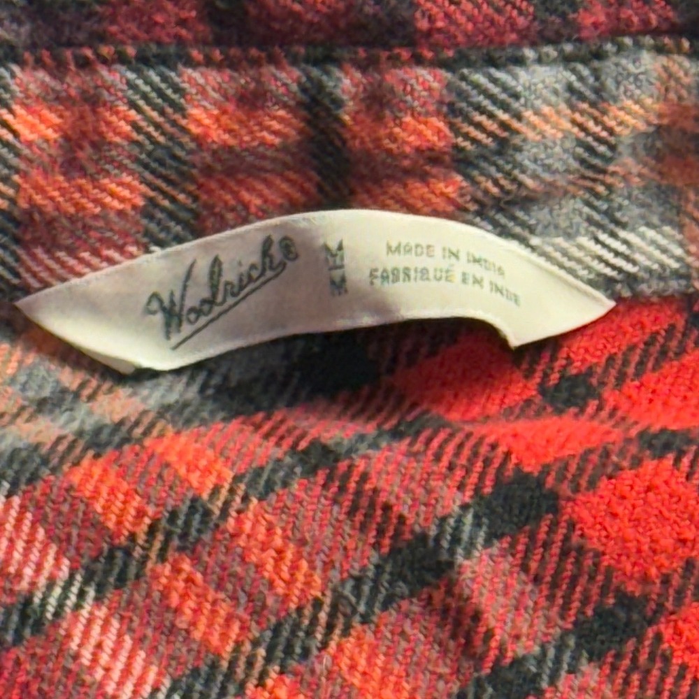 Woolrich Womens Red Purple Plaid Cotton Flannel Button Down Shirt Pockets Size M - Picture 3 of 6